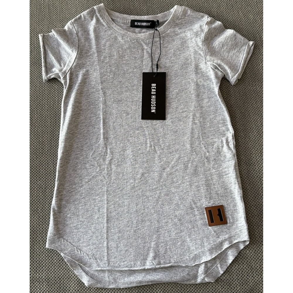 Beau Hudson Grey Raw Edge Tee Size 4 NWT Kids Minimal Streetwear Shirt